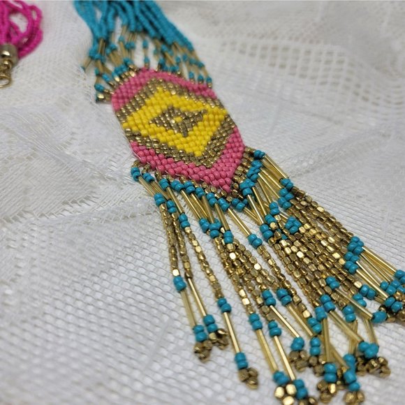 Awesome Seed Bead Necklace Hand made Turquoise - Picture 8 of 8